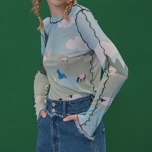 Kina and Tam mesh landscape shirt NWT